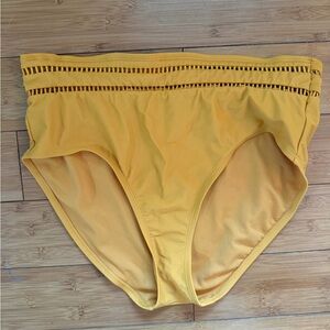 Time and Tru Mustard Yellow High-Waist Swim Bottom